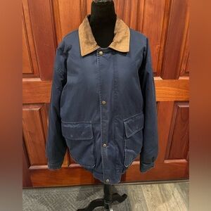 VTG Y2K Eddie Bauer goose down leather collar barn field chore coat jacket Men M